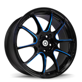 Konig - Illusion - Black - Black/Ball Cut Blue - 18" x 8", 45 Offset, 5x114.3 (Bolt Pattern), 73.1mm HUB