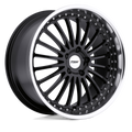 TSW Wheels - SILVERSTONE - Black - GLOSS BLACK WITH MIRROR CUT LIP - 20" x 8.5", 40 Offset, 5x114.3 (Bolt Pattern), 76.1mm HUB