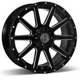 RSSW - Rambler - Black - Black Milled Spokes - 20" x 8.5", 20 Offset, 6x135 (Bolt Pattern), 87.1mm HUB