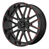 MSA Offroad Wheels - M35 BANDIT - Black - Gloss Black Milled With Red Tint - 20" x 7", 0 Offset, 4x156 (Bolt Pattern), 132mm HUB