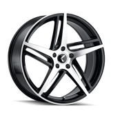 Kraze Wheels - KR195 - Black - BLACK/MACHINED FACE - 18" x 8", 40 Offset, 5x115 (Bolt Pattern), 72.6mm HUB