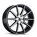 Kraze Wheels - COSMOS - Black - BLACK WITH MACHINED FACE - 17" x 8", 38 Offset, 5x112 (Bolt Pattern), 66.6mm HUB