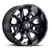 Vision Wheel Off-Road - 415 BOMB - Black - Gloss Black Milled Spoke - 20" x 9", -12 Offset, 5x139.7 (Bolt Pattern), 108mm HUB