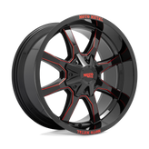 Moto Metal - MO970 - Black - GLOSS BLACK MILLED WITH RED TINT & MOTO METAL ON LIP - 20" x 10", -18 Offset, 6x135, 139.7 (Bolt Pattern), 106.1mm HUB