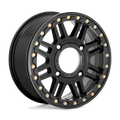 KMC Powersports - KS250 CAGE BEADLOCK - Black - SATIN BLACK WITH GLOSS BLACK RING - 15" x 10", 0 Offset, 4x137 (Bolt Pattern), 112.1mm HUB