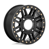 KMC Powersports - KS250 CAGE BEADLOCK - Black - SATIN BLACK WITH GLOSS BLACK RING - 15" x 10", 0 Offset, 4x137 (Bolt Pattern), 112.1mm HUB