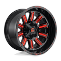 Fuel - D621 HARDLINE - Black - GLOSS BLACK RED TINTED CLEAR - 18" x 9", -12 Offset, 5x114.3, 127 (Bolt Pattern), 78.1mm HUB