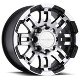 Vision Wheel Off-Road - 375 WARRIOR - Black - Gloss Black Machined Face - 16" x 8", -6 Offset, 8x165.1 (Bolt Pattern), 125.2mm HUB