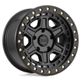 Black Rhino - RENO - Black - MATTE BLACK WITH BRASS BOLTS - 17" x 9", -12 Offset, 6x139.7 (Bolt Pattern), 112.1mm HUB