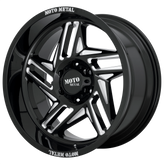 Moto Metal - MO996 RIPSAW - Black - GLOSS BLACK MILLED - 20" x 12", -44 Offset, 6x139.7 (Bolt Pattern), 106.1mm HUB