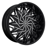 DUB - S231 DAZR - Black - GLOSS BLACK MILLED - 26" x 9", 25 Offset, 5x114.3, 120 (Bolt Pattern), 72.56mm HUB