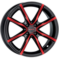 Mak Wheels - MILANO4 - BLACK AND RED - 15" x 6", 30 Offset, 4x98 (Bolt Pattern), 58.1mm HUB