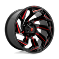 Fuel - D755 REACTION - Black - GLOSS BLACK MILLED WITH RED TINT - 24" x 12", -44 Offset, 8x170 (Bolt Pattern), 125.1mm HUB