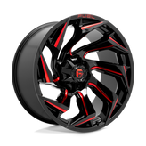 Fuel - D755 REACTION - Black - GLOSS BLACK MILLED WITH RED TINT - 24" x 12", -44 Offset, 8x170 (Bolt Pattern), 125.1mm HUB