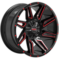 Ruffino HARD - Voodoo - Black - Gloss Black - Red Milling - 20" x 10", -12 Offset, 6x135, 139.7 (Bolt Pattern), 87.1mm HUB