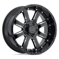 Black Rhino - SIERRA - Black - GLOSS BLACK WITH MILLED SPOKES - 20" x 9", 12 Offset, 6x120 (Bolt Pattern), 67.1mm HUB