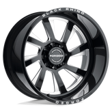 Black Rhino - BLASTER - Black - Gloss Black with Milled Spokes - 24" x 14", -76 Offset, 8x180 (Bolt Pattern), 125.1mm HUB