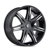 Kraze Wheels - EPIC - Black - BLACK/MILLED - 22" x 9.5", 18 Offset, 5x115, 120 (Bolt Pattern), 74.1mm HUB