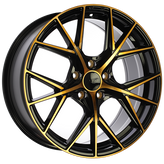 Dai Alloys - A-Spec - Black - Gloss Black - Machined Face - Bronze Face - 18" x 8", 45 Offset, 5x114.3 (Bolt Pattern), 67.1mm HUB