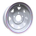 Envy Wheels - Trailer Steel - White - WHITE / RED AND BLUE PIN STRIPE - 12" x 4", -3 Offset, 5x114.3 (Bolt Pattern), 75mm HUB