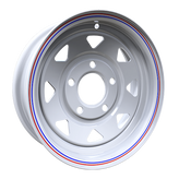 Envy Wheels - Trailer Steel - White - WHITE / RED AND BLUE PIN STRIPE - 12" x 4", -3 Offset, 5x114.3 (Bolt Pattern), 75mm HUB