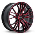 RTX Wheels - Vertex - Black - Black Machined Red - 17" x 7.5", 40 Offset, 5x114.3 (Bolt Pattern), 73.1mm HUB