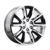 OE Creations - PR168 - Chrome - CHROME WITH MATTE BLACK ACCENTS - 22" x 9", 24 Offset, 6x139.7 (Bolt Pattern), 78.1mm HUB