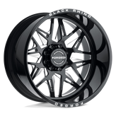 Black Rhino - TWISTER - Black - Gloss Black with Milled Spokes - 24" x 14", -76 Offset, 5x127 (Bolt Pattern), 71.5mm HUB