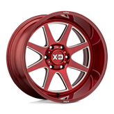 XD Series - XD844 PIKE - BRUSHED RED WITH MILLED ACCENT - 20" x 9", 18 Offset, 8x170 (Bolt Pattern), 125.1mm HUB