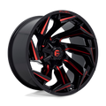Fuel - D755 REACTION - Black - GLOSS BLACK MILLED WITH RED TINT - 22" x 12", -44 Offset, 8x170 (Bolt Pattern), 125.1mm HUB