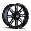 Ion Alloy - 184 - Black - SATIN BLACK/MILLED SPOKES - 17" x 9", 18 Offset, 5x127, 139.7 (Bolt Pattern), 87mm HUB