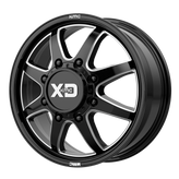 XD Series - XD845 PIKE DUALLY - Black - GLOSS BLACK MILLED - FRONT - 20" x 8", 15 Offset, 8x170 (Bolt Pattern), 125.1mm HUB