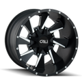 Cali Off-Road - DISTORTED - Black - SATIN BLACK/MILLED SPOKES - 22" x 12", -44 Offset, 6x135, 139.7 (Bolt Pattern), 106mm HUB