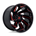 Fuel - D755 REACTION - Black - GLOSS BLACK MILLED WITH RED TINT - 22" x 12", -44 Offset, 8x180 (Bolt Pattern), 124.2mm HUB