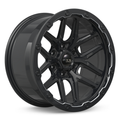 RTX Wheels - Volcano - Black - Gloss Black Milled Edge - 18" x 9.5", -10 Offset, 6x135 (Bolt Pattern), 87.1mm HUB