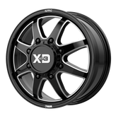 XD Series - XD845 PIKE DUALLY - Black - GLOSS BLACK MILLED - FRONT - 22" x 8", 15 Offset, 8x170 (Bolt Pattern), 125.1mm HUB