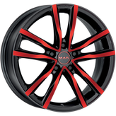 Mak Wheels - MILANO - BLACK AND RED - 16" x 6.5", 40 Offset, 5x114.3 (Bolt Pattern), 76mm HUB