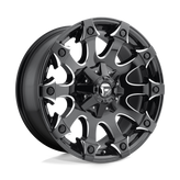 Fuel - D578 BATTLE AXE - Black - Gloss Black Milled - 20" x 12", -44 Offset, 5x114.3, 127 (Bolt Pattern), 78.1mm HUB