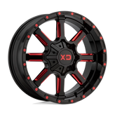 XD Series - XD838 MAMMOTH - Black - Gloss Black Milled With Red Tint Clear Coat - 22" x 10", -18 Offset, 8x180 (Bolt Pattern), 124.2mm HUB