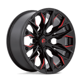 Fuel - D823 FLAME - Black - GLOSS BLACK MILLED WITH CANDY RED - 22" x 10", -18 Offset, 6x139.7 (Bolt Pattern), 106.1mm HUB
