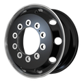 ATX - AO404 JOURNEY - Black - GLOSSY BLACK WITH POLISHED LIP - FRONT AND REAR INNER - 25" x 8", 144 Offset, 10x285.75 (Bolt Pattern), 220.1mm HUB