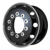 ATX - AO404 JOURNEY - Black - GLOSSY BLACK WITH POLISHED LIP - FRONT AND REAR INNER - 25" x 8", 144 Offset, 10x285.75 (Bolt Pattern), 220.1mm HUB