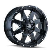 Mayhem - TANK - Black - BLACK/MILLED SPOKES - 18" x 9", -12 Offset, 5x127, 139.7 (Bolt Pattern), 87mm HUB