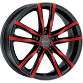 Mak Wheels - MILANO - BLACK AND RED - 18" x 8", 45 Offset, 5x108 (Bolt Pattern), 72mm HUB