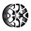 OE Creations - PR169 - Black - GLOSS BLACK WITH MACHINED SPOKES - 20" x 9", 27 Offset, 6x139.7 (Bolt Pattern), 78.1mm HUB