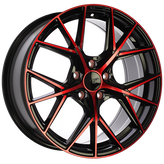 Dai Alloys - A-Spec - Black - Gloss Black - Machined Face - Red Face - 18" x 8", 45 Offset, 5x114.3 (Bolt Pattern), 67.1mm HUB