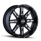 Ion Alloy - 184 - Black - SATIN BLACK/MILLED SPOKES - 20" x 9", 18 Offset, 6x135, 139.7 (Bolt Pattern), 106mm HUB