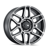 Ion Alloy - 146 - Black - MATTE BLACK WITH MACHINED DART TINT - 20" x 9", 0 Offset, 8x165.1 (Bolt Pattern), 125.2mm HUB