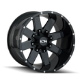 Ion Alloy - 141 - Black - GLOSS BLACK/MILLED SPOKES - 20" x 9", 18 Offset, 5x127, 139.7 (Bolt Pattern), 87mm HUB