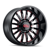 Cali Off-Road - SUMMIT - Black - GLOSS BLACK/RED MILLED SPOKES - 20" x 9", 0 Offset, 6x135 (Bolt Pattern), 87.1mm HUB